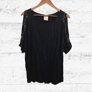 Vocal Black Blouse with Cutout Details